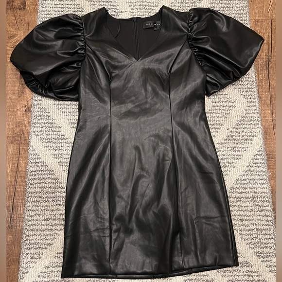 Endless Rose Black Faux Leather Mini Dress - Picture 3 of 12